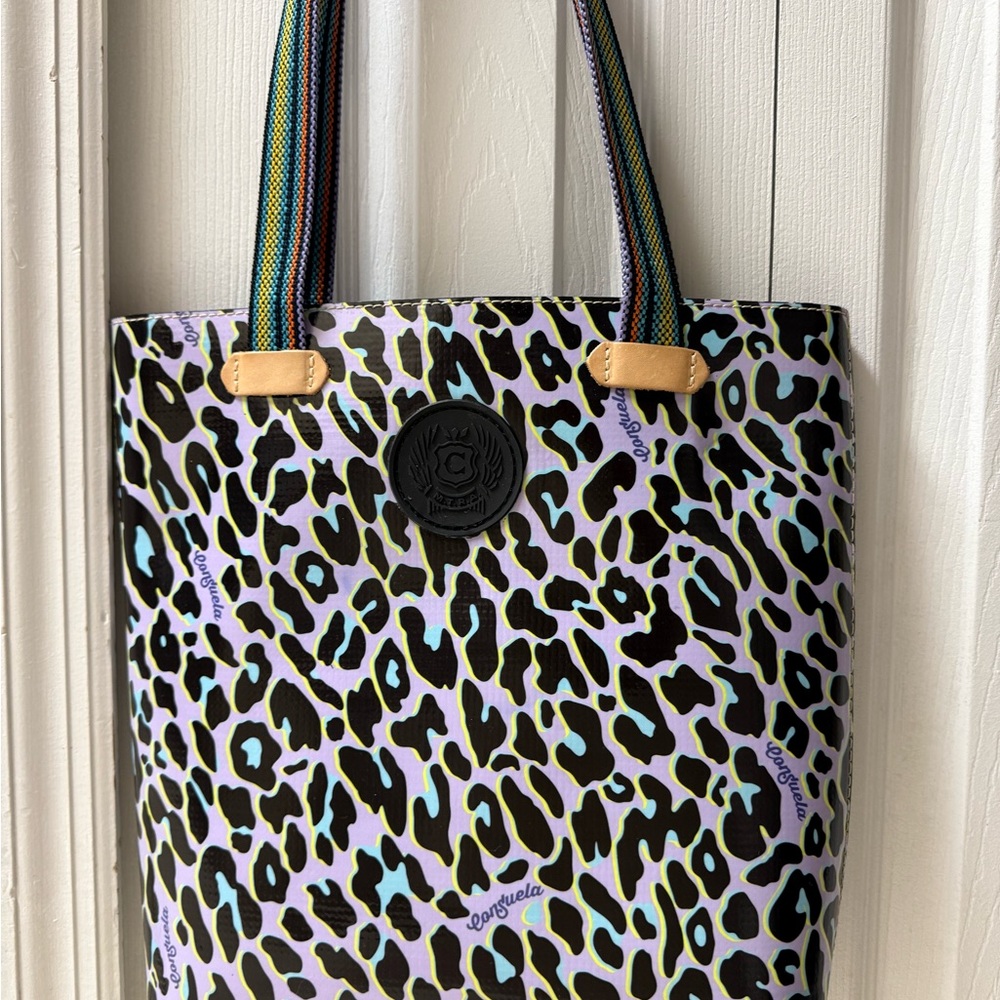 Consuela Leopard Print Tote with Multicolor Straps - BNWOT